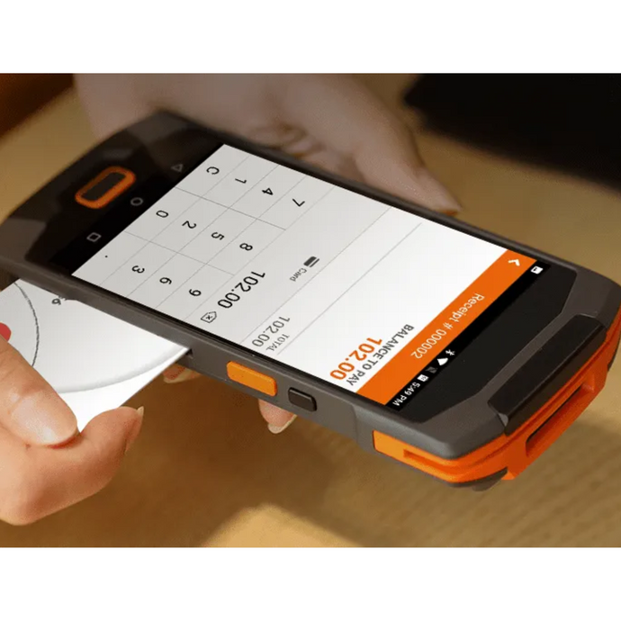 Staff using Eurostop's mobile pos (mpos) to process payment.