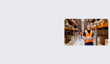 A warehouse staff is holding an mpos device.